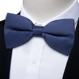 YourTies Dark Blue Men's Tie Navy Blue Solid Pre-tied Bowtie