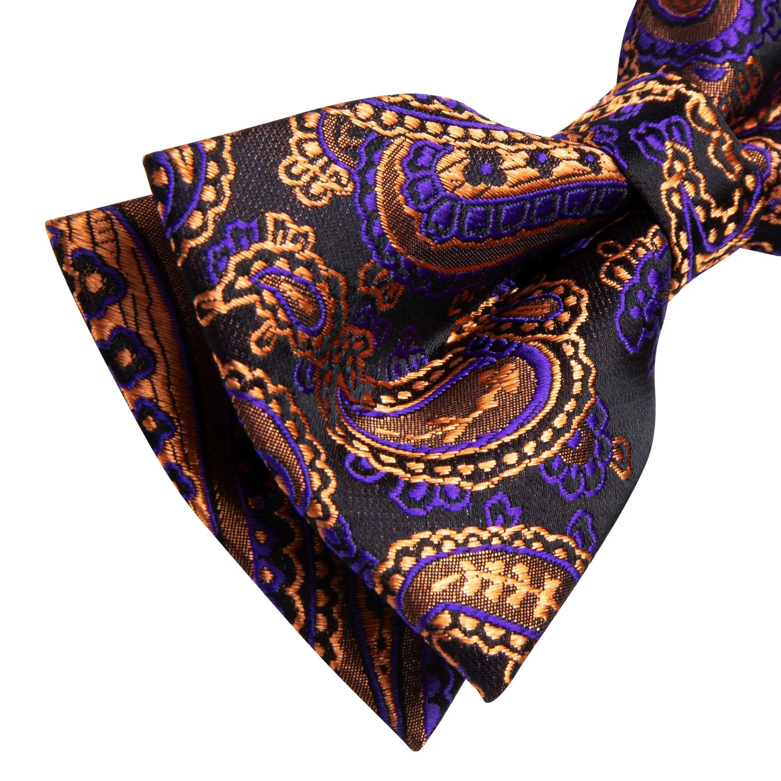 YourTies Purple Gold Paisley Silk Mens Pre-tied Bowtie
