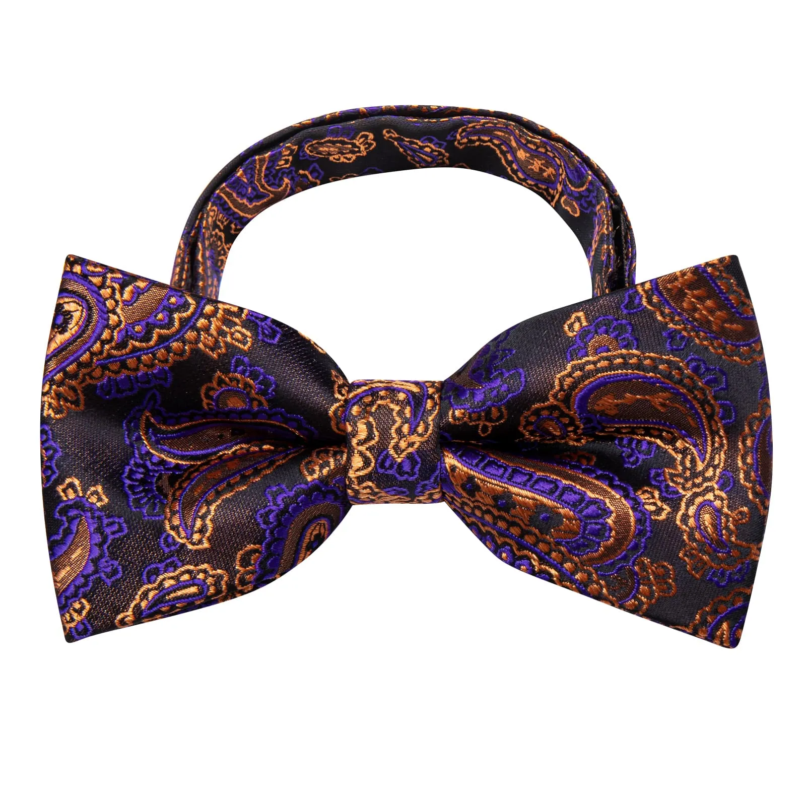 YourTies Purple Gold Paisley Silk Mens Pre-tied Bowtie