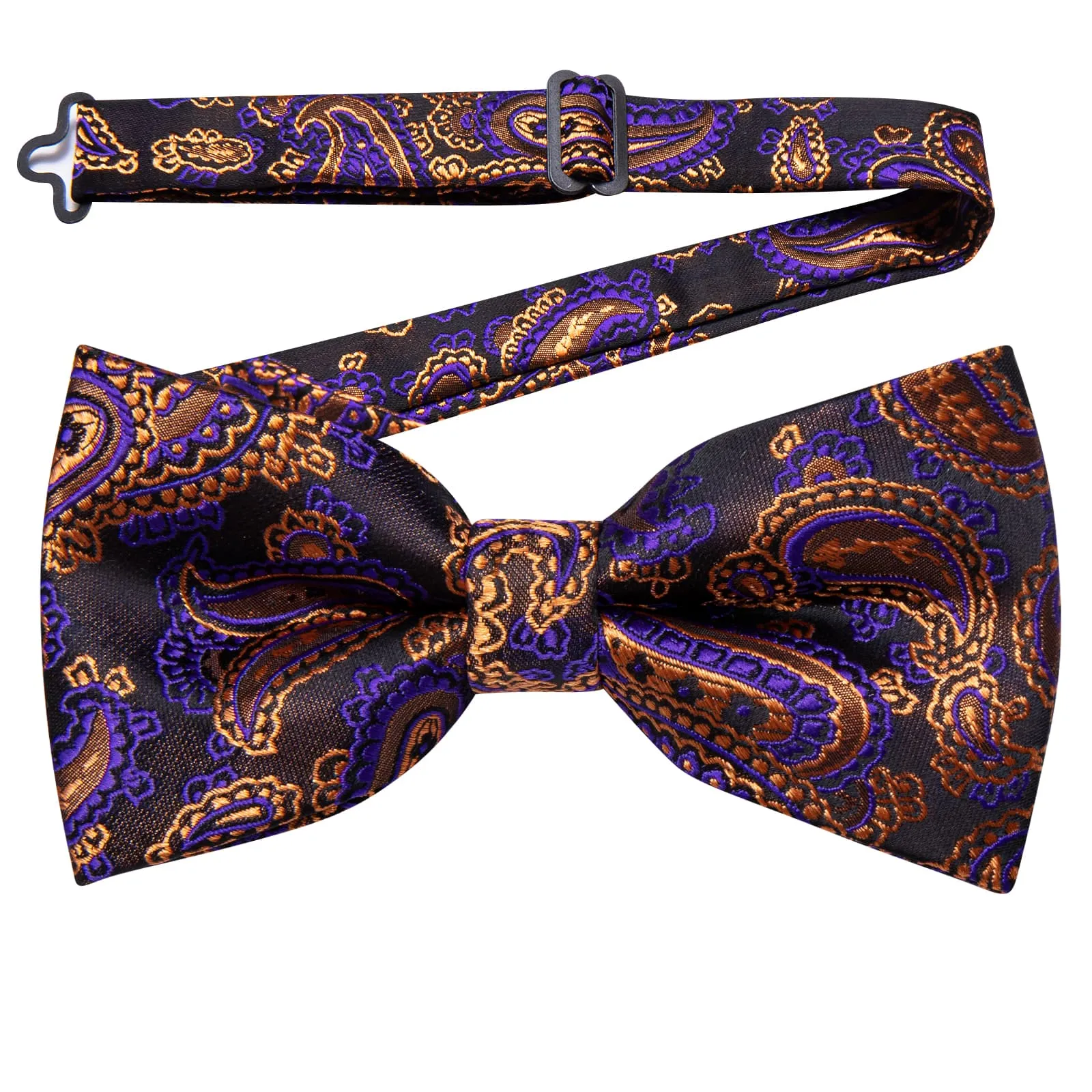 YourTies Purple Gold Paisley Silk Mens Pre-tied Bowtie
