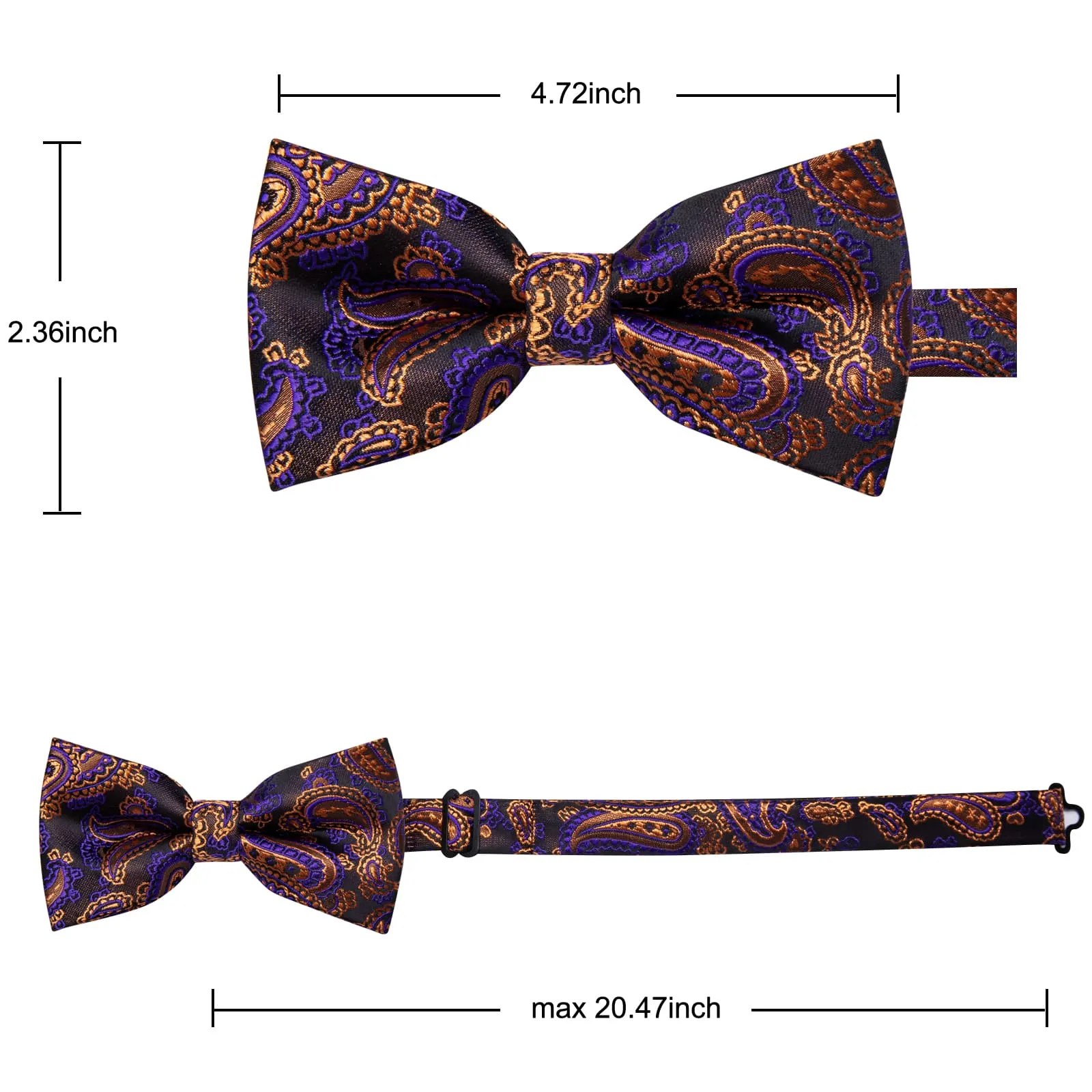 YourTies Purple Gold Paisley Silk Mens Pre-tied Bowtie