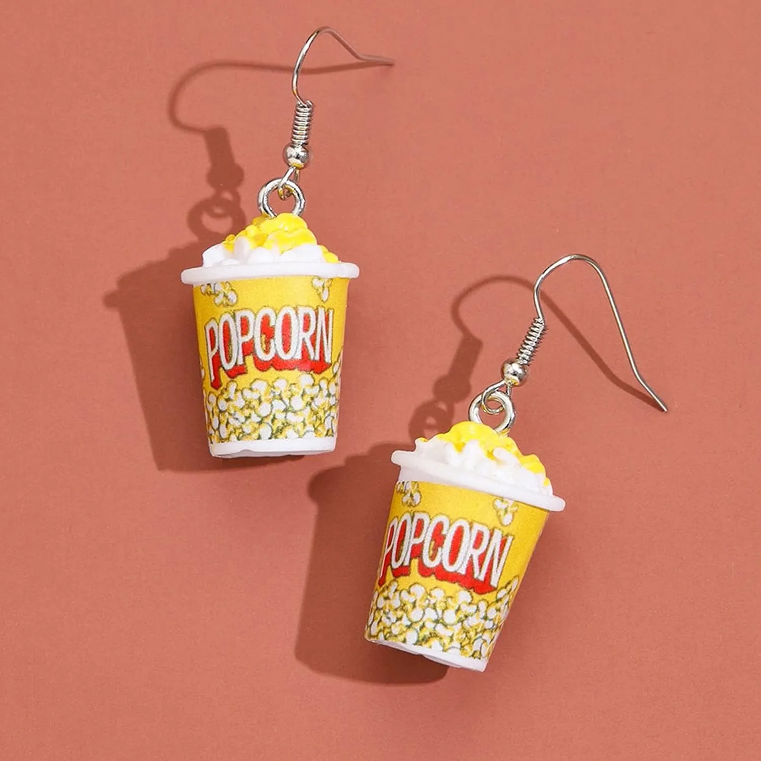YUNXI Resin Drop Handmade Cute Women Gift Eardrop Funny Emulational Resin Charm Food Cartoon Snacks Popcorn Earring