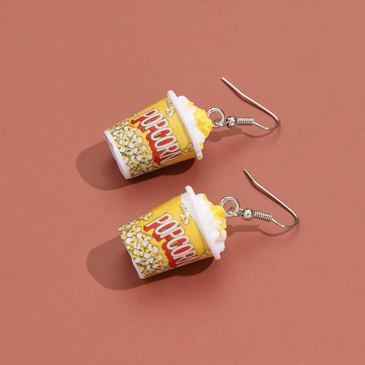 YUNXI Resin Drop Handmade Cute Women Gift Eardrop Funny Emulational Resin Charm Food Cartoon Snacks Popcorn Earring