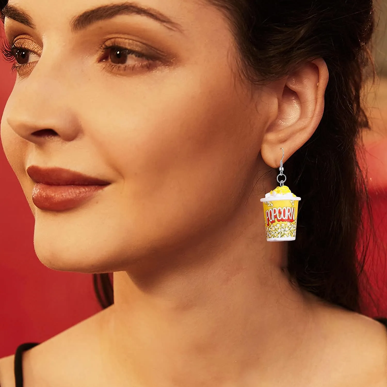 YUNXI Resin Drop Handmade Cute Women Gift Eardrop Funny Emulational Resin Charm Food Cartoon Snacks Popcorn Earring