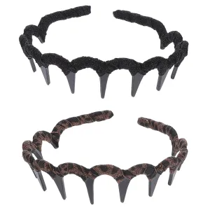 Zigzag Plastic Shark Tooth Headbands, 2pcs Wave Shape Elastic Headbands Plastic Hair Bands Hoop Hair Accessories for Women Lady