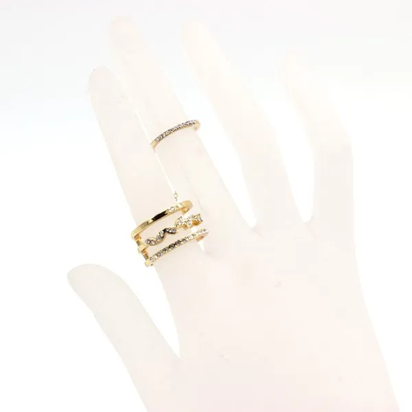 Zigzag Rhinestone Stackable Ring Set