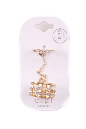 Zigzag Rhinestone Stackable Ring Set