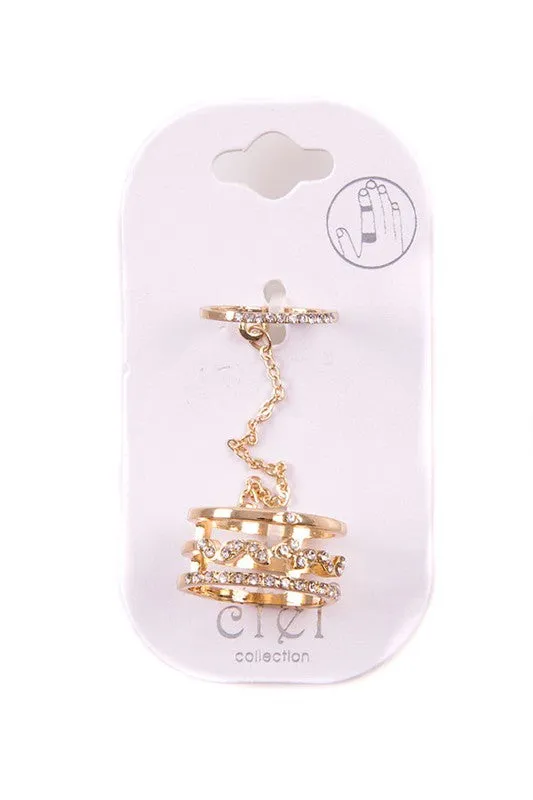 Zigzag Rhinestone Stackable Ring Set