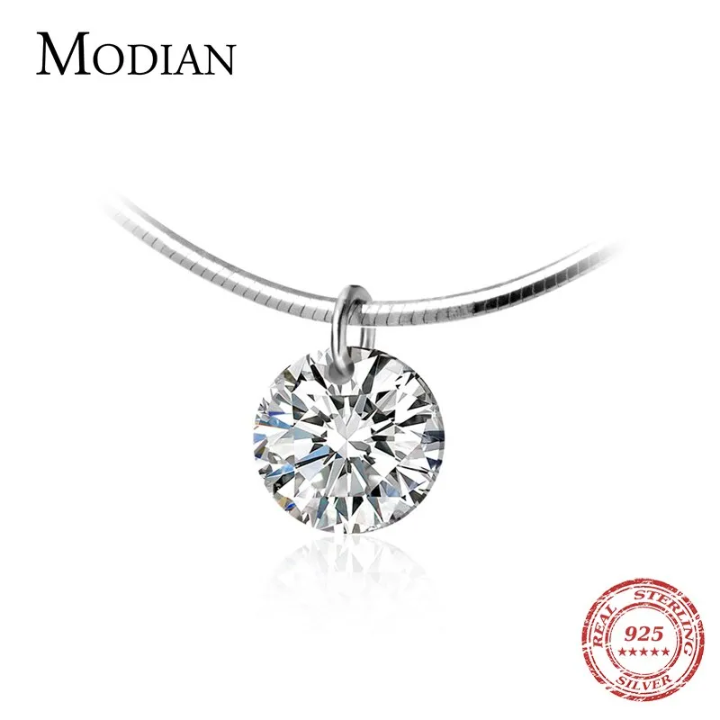 Zircon Round Pendant Necklace
