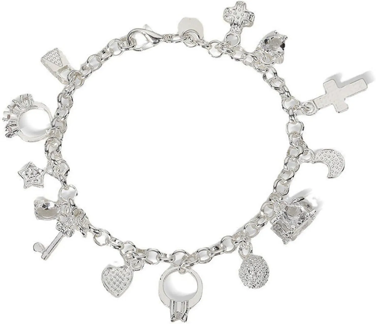 ZKXYFFS Charm Bracelets for Women 925 Sterling Silver Thirteen Hanging Pieces Bracelet for Women Gift Bracelets Bangles Jewelry