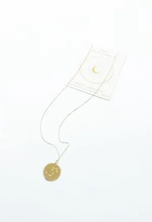 Zodiac Leo Cz Coin Necklace