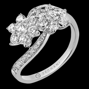 Luxury Insignia Modern Object ZR2484 Right Hand Ring in 14k Gold with Diamonds